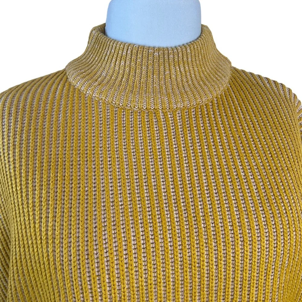 Topshop Mustard Ribbed Funnel Neck Sweater